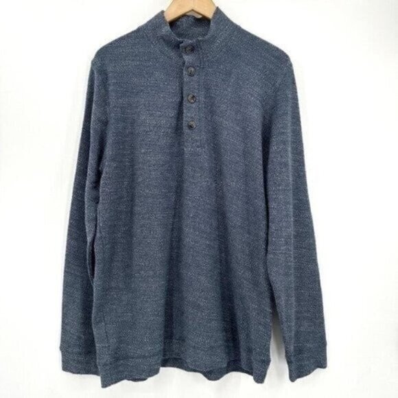 Marine Layer Navy Henley Soft Layer Mock Neck Oversized Long Sleeve XL Pullover - Picture 1 of 5